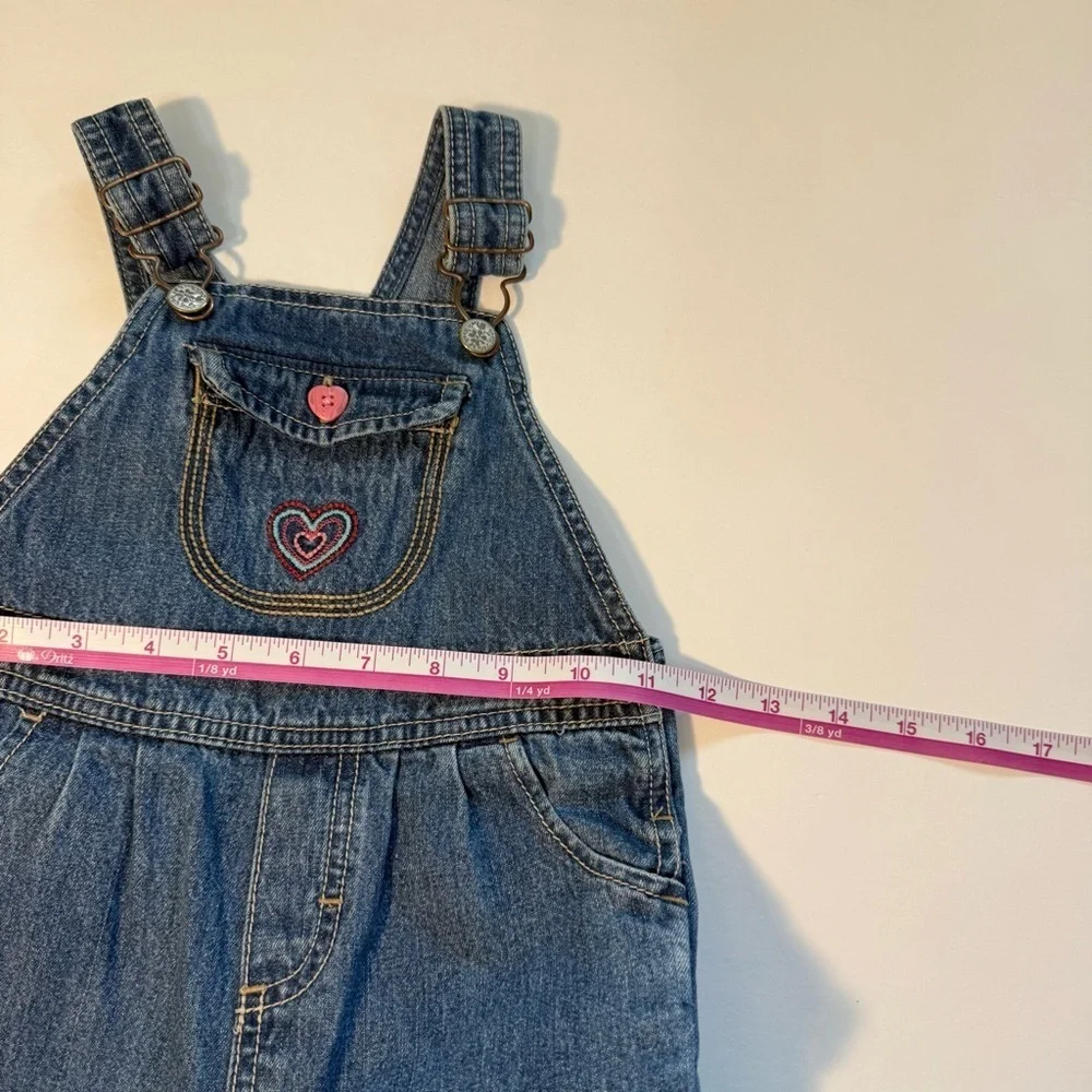 Vintage OshKosh Denim Overall girls happy nature Heart Embroidery size 24 mo